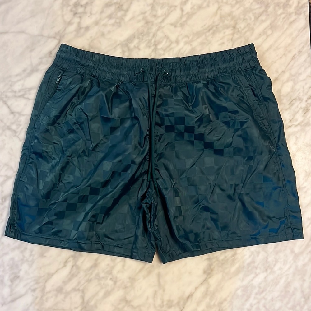 Abercrombie & Fitch men’s Swim Shorts checkered emerald size XL NEW w/ tags